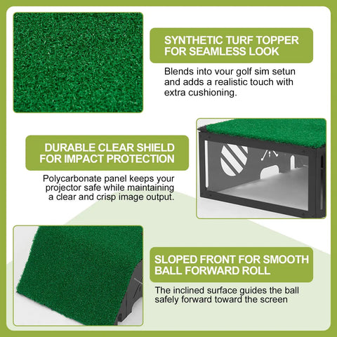 Heavy Duty Floor Mounted Golf Simulator Projector Enclosure With Cooling Fan And Artificial Turf Ground Level Protection