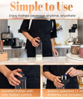 Milk Frother With Glass Pitcher Handheld Battery Operated Foam Maker for Coffee Latte Cappuccino use demonstration