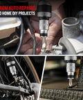 One Half Inch Hand Impact Driver Set For Loosening Stripped Screws And Rusted Bolts Fifteen Piece Reversible CR V Steel Bit Kit