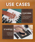 27 Piece Leather Punch Kit With 9 Round Punches And 18 Specialty Punches showing punching and stamping use cases