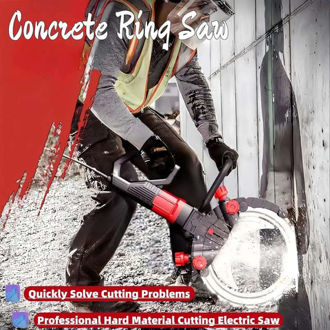 Pro Power 8800W Ring Concrete Saw Rips Through Concrete And Steel With 11.8 Inch Depth Electric Wall Grooving Tool in action.