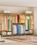 Kickass Heavy Duty Portable Closet Rack With Adjustable Metal Shelves Freestanding Clothes Organizer displaying colorful garments.