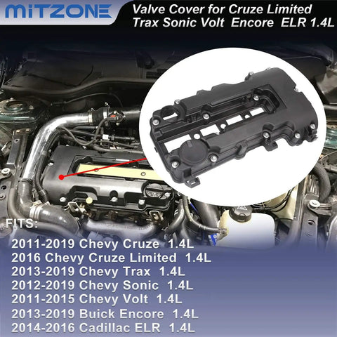 Engine Valve Cover Kit With Gaskets And Bolts For 2011-2020 Chevy Cruze Sonic Volt Trax Buick Encore Cadillac ELR L4 Replaces 25198874 55573746 264-968; valve cover in engine bay