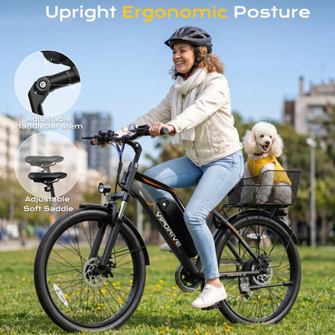 Person riding Powerful 1000W Peak Electric Bike For Adults With 48V Battery And 22 MPH Top Speed, city background