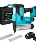 Kick Start Home Remodeling With This Built Tough 20V Cordless Brad Nailer And Staple Gun Combo featuring kit, battery, and included fasteners.