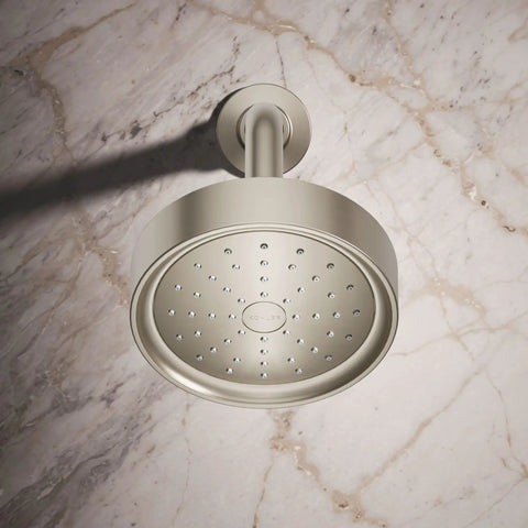 Purist Single Function Showerhead With 1.75 GPM Flow, Vibrant Brushed Nickel Finish, MasterClean Sprayface, viewed from below