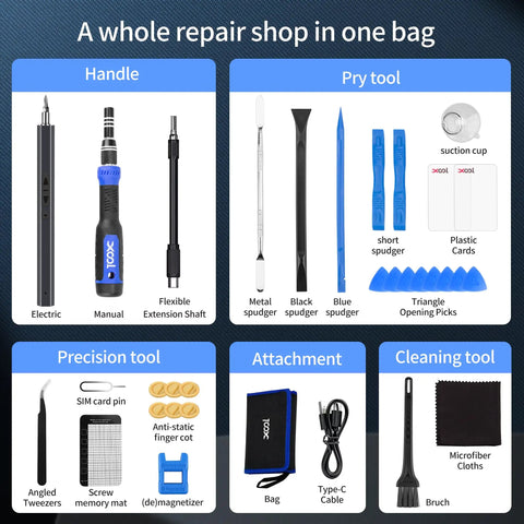 150 In 1 Electric Screwdriver Set With 120 Magnetic Bits And 30 Accessories, Rechargeable Two-Speed Torque Power Kit For Electronics