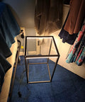 Dope LED End Table With Lamp Bedside Nightstand And Coffee Table Black Geometric Rectangle Metal Desk Lamp Shelf in bedroom