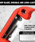 Close-up of Two Piece LCP-240 Wire Stripper Set With Ten Blades showing sharp blade and handle detailing, heavy duty cable stripping tool.