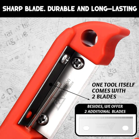 Close-up of Two Piece LCP-240 Wire Stripper Set With Ten Blades showing sharp blade and handle detailing, heavy duty cable stripping tool.