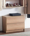 Modern Oak Wall Closet Organizer With Modular Shelves And Kickass Hanging Rod Heavy Duty Mounted Storage Rack For Bedroom Entryway And Laundry Room No Sweat Setup with drawers and black box on top.