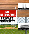 Private Property No Trespassing Signs 10x7 Inch 40 Mil Aluminum Reflective UV Printed Weatherproof Easy To Mount