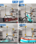 Ladder Storage Pulley Hoist Self Locking Hanger For Garage Ceiling Lift System Holds 100 Lb, Fits 10 To 18 Foot Ceilings