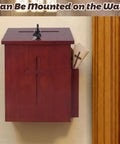 Built Tough Wooden Donation Box Keeps Church Offerings And Prayer Notes Totally Secure With Dual Keys And Smooth Hinged Lid Featuring Dark Mahogany Finish And Easy Mounting On Counters Or Walls - Wall Mounted with Keys and Prayer Notes