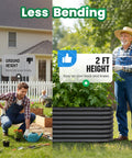Oval Galvanized Raised Garden Bed Kit With Strengthened Crossbar For Tall Metal Planter Box To Grow Veggies In Outdoor Backyard 6 By 3 By 2 Feet Dark Gray Safe No Sharp Corners Heavy Duty And Easy To Set Up, shown in use with a person gardening without bending.