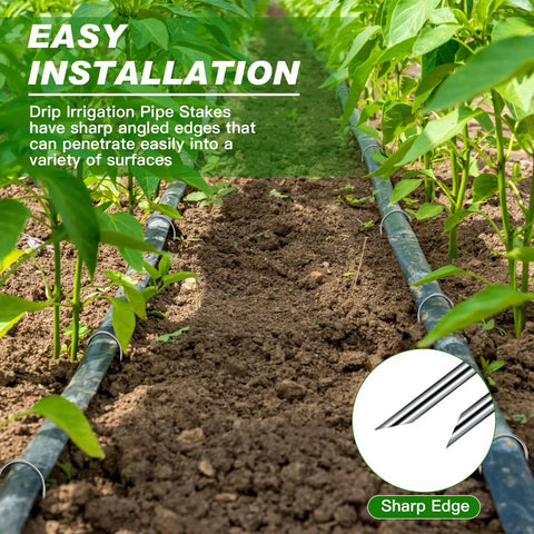 100 Pack Drip Irrigation Tubing Stakes Six Inch Garden Pins Landscape Staples Securing Pegs Galvanized U Pegs For Hose