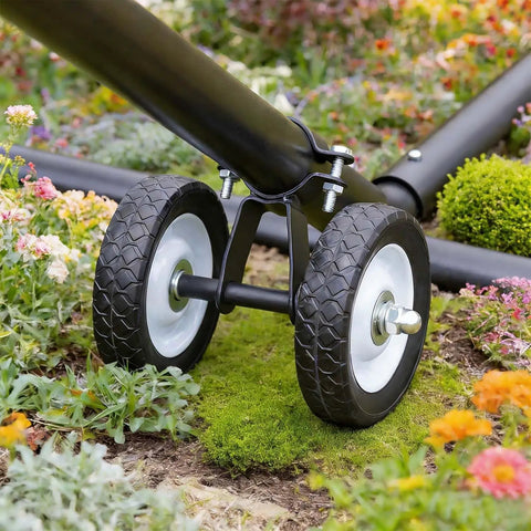 Hammock Stand Wheel Kit With Rubber And Iron Wheels For Easy Outdoor Mobility Weather Resistant Universal Wheel Set in a garden