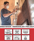 Heavy Duty Airless Paint Sprayer For Interior And Exterior Tasks Featuring Fully Adjustable Pressure Control in use by homeowner on ladder.