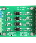 Top view of 4 Channel Optocoupler Isolator Module with Level Voltage Converter for PLC Signals PNP NPN to NPN 3.3V to 12V, showing circuits