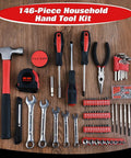 Heavy Duty 146 Piece Home Tool Kit With Hammer Pliers Wrenches Tape Measure Screwdrivers Sockets And Hex Keys In A Durable Plastic Toolbox For Home Garage Office And Dorm Pro Grade Tools With Ergonomic Non Slip Grips
