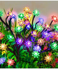 4 Pack Upgraded Solar Flower Lights For Garden Waterproof Outdoor Cherry Blossom LED Lights With Multicolor Glow