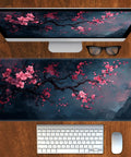 Pink Flower Extended Gaming Mouse Pad XL With Non Slip Base And Stitched Edges, Large Desk Pad for Keyboard and Mouse