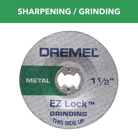 EZ Lock Aluminum Oxide Rotary Tool Grinding Wheel Set Two Piece for sharpening and grinding metal surfaces 1-1/2 inch disk