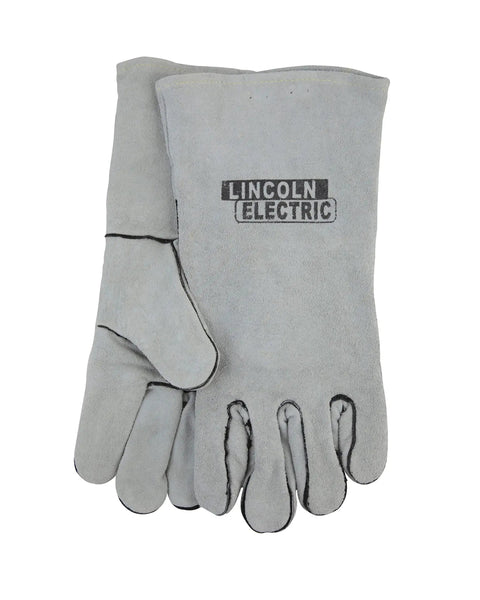 Leather Welding Gloves KH641 Pro Grade Heavy Duty Heat Resistant Gauntlet Cuff with Cotton Lining, Unisex Grey