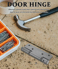 Self Closing Concealed Hydraulic Hinge For Wooden Doors With 90 Degree Hold Stainless Steel Construction on a workbench with tools.