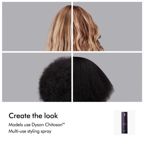 Blonde and dark curly hair styled with Define And Refresh Styling Duo For All Hair Types, A Go-To Leave-In Conditioner Set With Heat Shield Up To 450 F.
