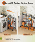 Three In One Broom Holder With Cleaning Supplies Organizer For Small Spaces Vacuum Stand And Mop Hang in laundry room corner