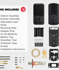Lock Down Your Home Base With This Fly WiFi Smart Lock That Skips The Hub Hassle Entirely For Pure Keyless Entry Perfection Via Touchscreen Deadbolt In Matte Black, parts and assembly components laid out.