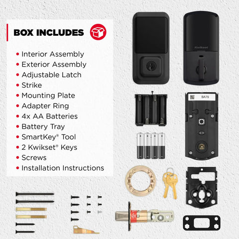 Lock Down Your Home Base With This Fly WiFi Smart Lock That Skips The Hub Hassle Entirely For Pure Keyless Entry Perfection Via Touchscreen Deadbolt In Matte Black, parts and assembly components laid out.