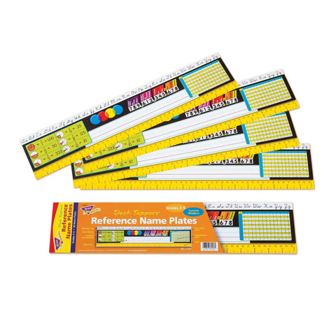 Reference Name Plates For Third Through Fifth Grade, 36 Pack Desktop Reference Cards With At A Glance Math And Language Arts Facts