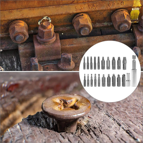 Stripped Screw Extraction Kit 22 Pc For Broken And Damaged Screws With Magnetic Extension Bit Holder And Socket Adapter