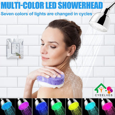 Color Changing Rainfall Shower Head With Seven Color LED Lights, Water Powered Auto Color Shift, High Pressure Quiet Adjustable Showerhead For A Spa Vibe Bathroom Upgrade, Kid And Adult Friendly, Energy Efficient Bath Accessory