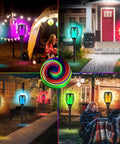 Cool Multicolor Solar Torch Lights Waterproof Outdoor Path Lighting With Dancing Flame Effect 7 Color LED Modes display