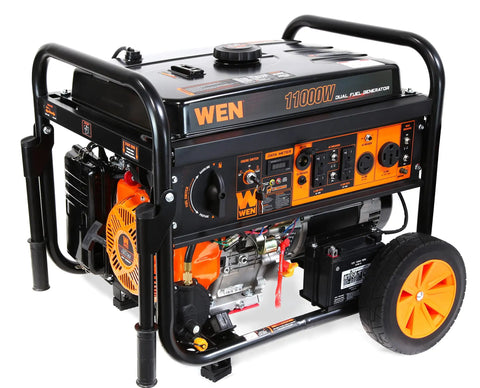 Side view of Beefy Dual Fuel Electric Start Portable Generator With Wheel Kit And CO Shutdown Sensor, 11000 Surge Watts Gas, 457cc OHV Engine