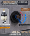 Lever Handle Assembly For Delta 17 Series Dual Function Shower Valve With RP46463 Cartridge Kit in use, matte black finish