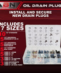Oil Drain Plug Kit 76 Piece Assortment With SAE And Metric Plugs And Washer Gasket Set Fits Jeep GM Ford Toyota open case view