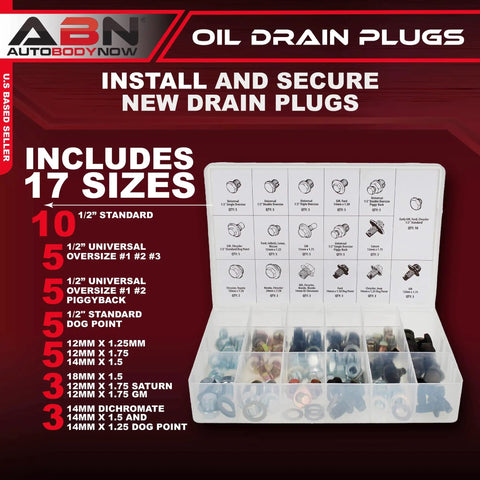 Oil Drain Plug Kit 76 Piece Assortment With SAE And Metric Plugs And Washer Gasket Set Fits Jeep GM Ford Toyota open case view