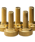 American Made 1/4-20 Brass Thumb Screws With Knurled Diagonal Grip, 3/4 Inch Thread Length, No Burrs, Durable Five Pack