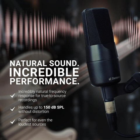 X1 A Large Diaphragm Condenser Microphone With 100 Hz Filter And Minus Twenty Decibels Pad For Singing And Instruments A Pro Grade Studio Mic in use with text overlay on sound capabilities
