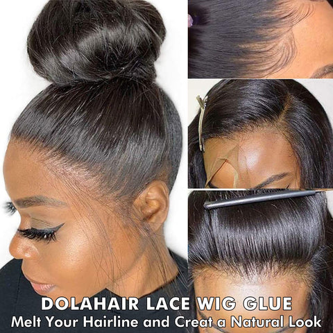 Waterproof Lace Wig Glue Kit With 5 Piece Set And Remover, highlights edges with wax stick, gel, melting bands on scalp.