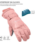 Winter Women Ski Gloves Waterproof and Windproof with Touchscreen Compatibility Pink for Snowboarding Hiking and Cycling Snow Gear