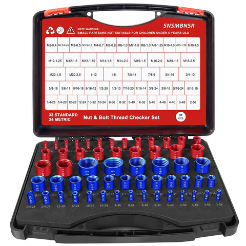 57Pcs Thread Checker Kit With 33 Standard And 24 Metric Sizes, Detachable Thread Gauge for nuts and bolts in carrying case