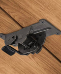 Heavy Duty Folding Hinge Locking Brackets 0 To 180 Degree Adjustable Invisible Table Extension Bracket Pack Of 4 Dark Bronze Galvanized Iron detail on wooden surface