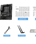 ProSeries Intel LGA1700 ATX Motherboard With DDR4, PCIe 4.0, accessories including box, antenna, cables, and manuals