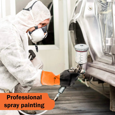 Heavy Duty Chemical Gloves Set Of 2 Pairs With Waterproof Latex Anti Slip Grip used for spray painting car