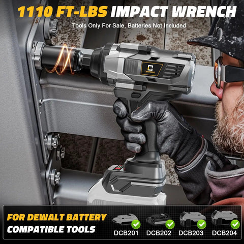 Badass Brushless Cordless Impact Wrench Built With A Heavy Half Inch Drive To Hand Out Hella 1000 Ft Lbs Of Knockout Torque Alongside Bright LED Lighting And Smooth 2100 RPM Speed Ready To Crush Any Garage Task As Bare Tool Only, shown in use.